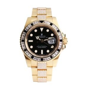 116748SANRyellowblackdial.jpg Rolex GMT-Master Gold Replica