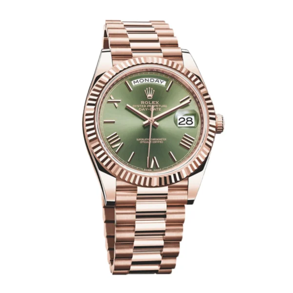 Rolex Day-Date Rose Gold Green Roman Dial Replica