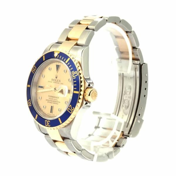 Rolex-Submariner-Two-Tone-Replica-Left.jpg Rolex Submariner Serti Two Tone Stainless Steel Gold Diamond 16613 Replica