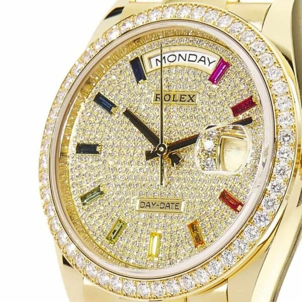 iced-out-1.jpg Rolex Day-Date Yellow Gold With Pave Diamond Dial Sapphire 128348RBR-0030 Replica