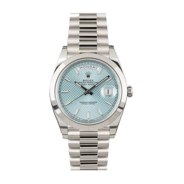 rolex-day-date-ice-blue-228206-replica.jpg Rolex Day Date Ice Blue Baguette Dial Platinum Presidential 228206 Replica