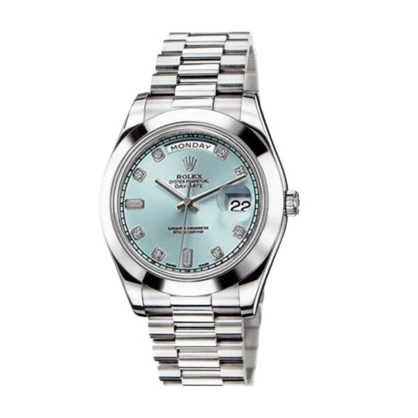 rolex-day-date-ii-218206-41mm-v6-stainless-steel-blue-dial-replica-1.jpg Ice Blue Watch Replica