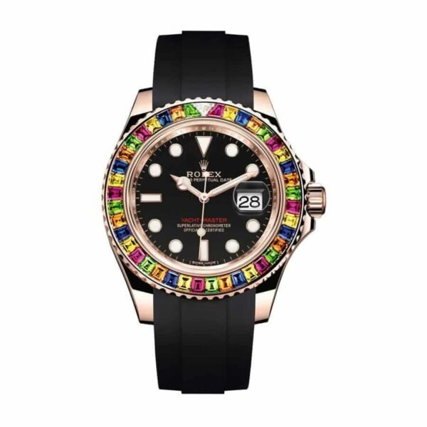 rolex-yachtmaster-rubber-strap-replica.jpg Rolex Perpetual Yacht-Master Gem-Set Bezel 116695 SATS Replica